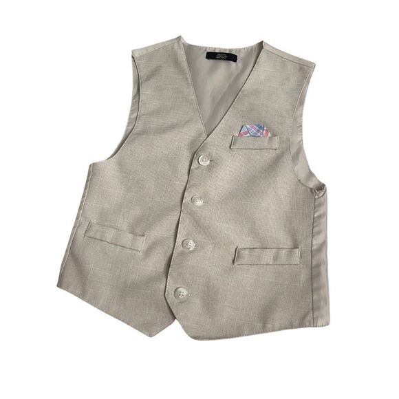 Nautical Beige Button-Up Vest with Pocket Square​ - Picture 1 of 10